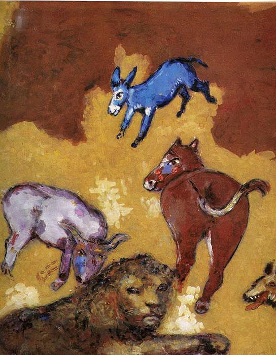 Der aus Löwen gewachsene alte Zeitgenosse Marc Chagall Ölgemälde